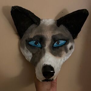 Gray and Black Dog therian mask